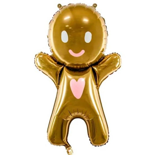 Globo muñeco de jengibre dorado con corazón