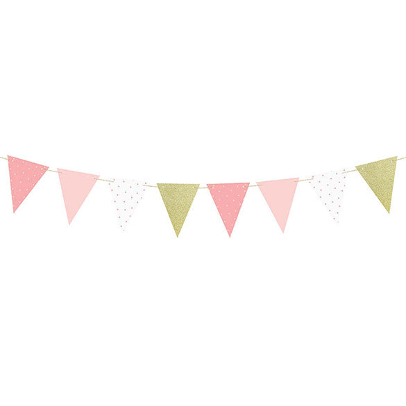 Guirnalda banderines triangulares mini, tonos rosa