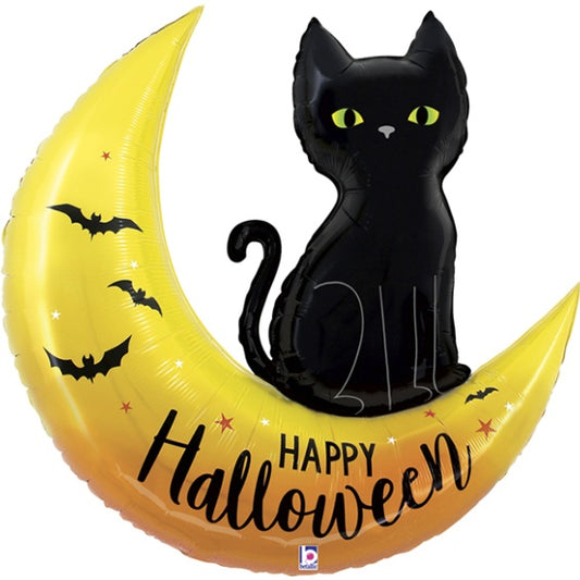 Globo Luna de Halloween con Gato
