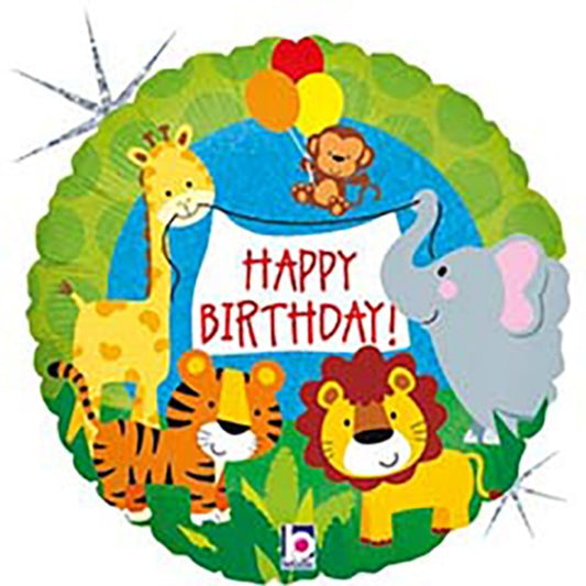 Globo Happy Birthday Animales de la Selva