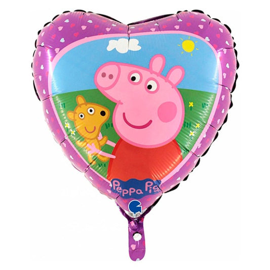 Globo Corazón Peppa Pig y Teddy