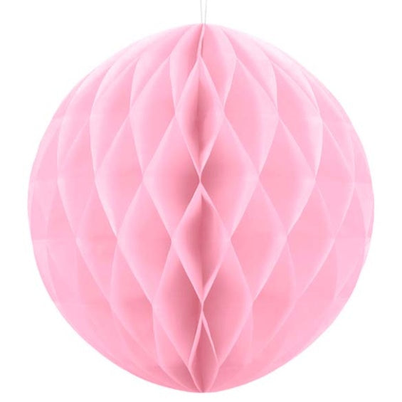 Decoración bola nido de abeja redonda de color rosa 30 cm., Pack 1u.