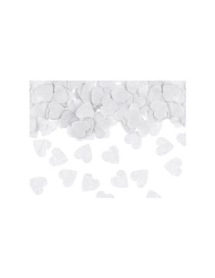 Confeti de papel corazones biodegradable blancos