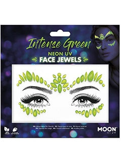 Maquillaje, Joyas para el rostro Moon Glow Intense Green Fancy Dress Stick on Face Gems