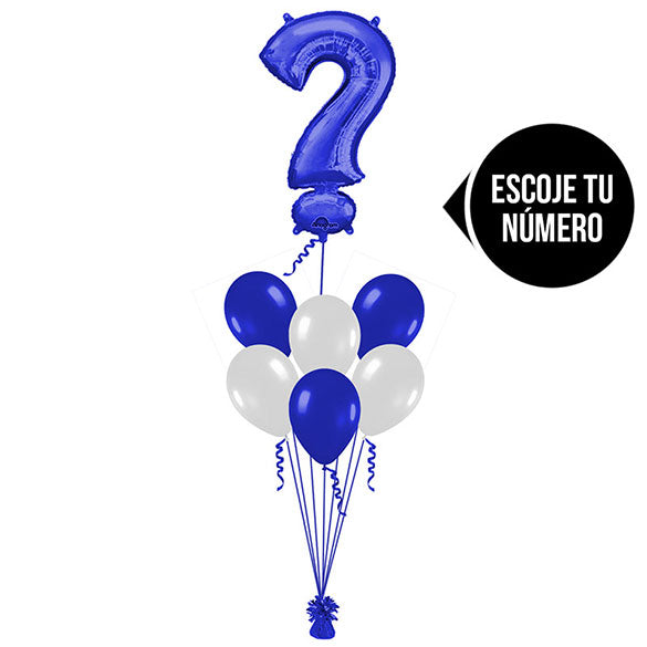 Ramo de Globos con Número color Azul