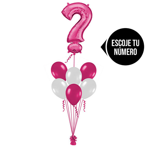 Ramo de Globos con Número color Fucsia
