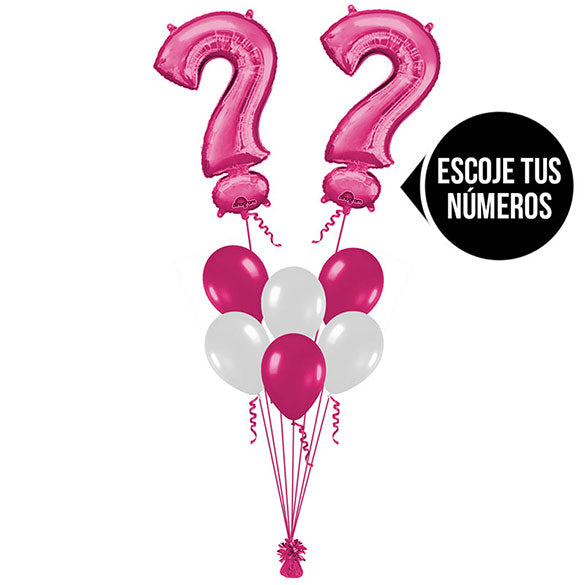Ramo de Globos con dos Números color Fucsia
