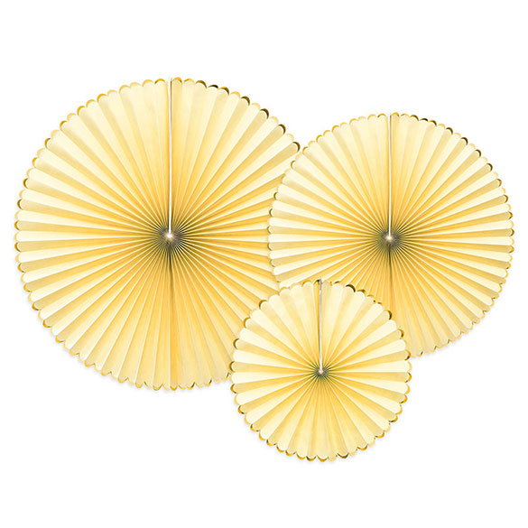 Set 3 Rosetones color amarillo 3 medidas borde oro