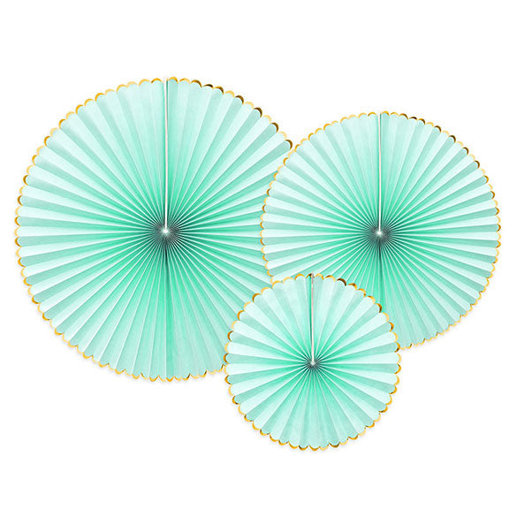 Set 3 Rosetones color verde 3 medidas borde oro