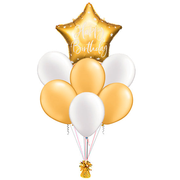Ramo de Globos Happy Birthday Estrella dorada