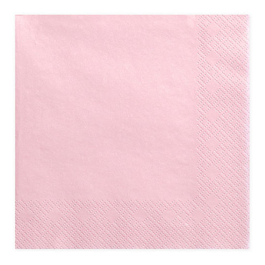 Servilletas lisas rosa suave 33 x 33 cm, Pack 20 u.