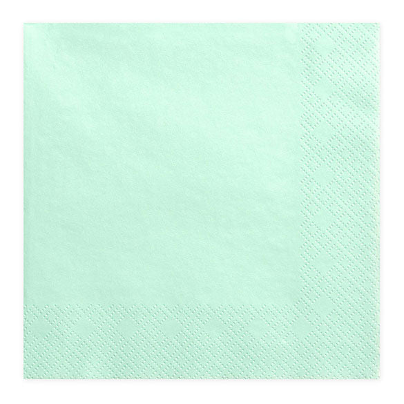 Servilletas lisas verde menta 33 x 33 cm, Pack 20 u.