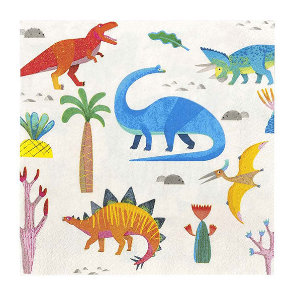 Servilletas Dinosaurios 33 x 33 cm, Pack 20 u.