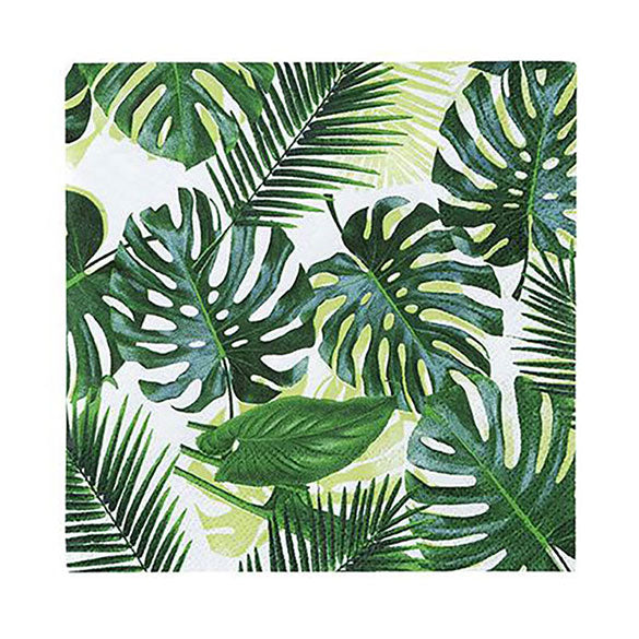Servilletas Hojas Tropicales 25 x 25 cm, Pack 20 u.