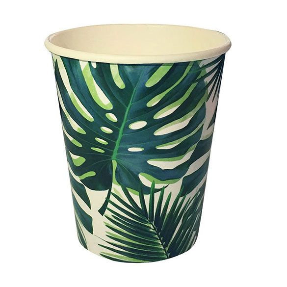 Vasos Hojas Tropicales 250 ml, Pack 8 u.