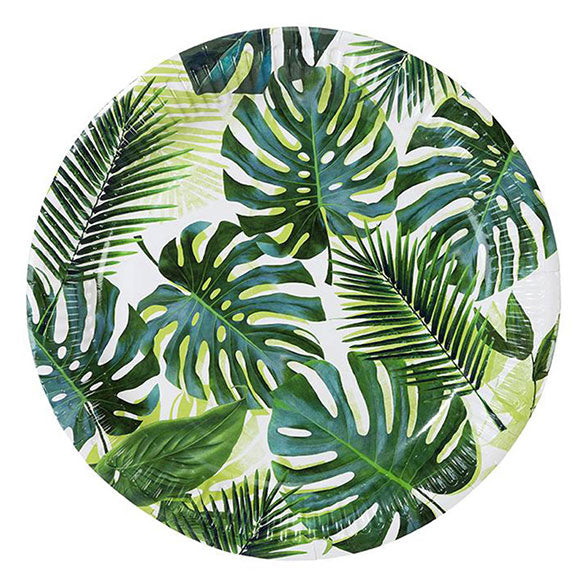 Platos Hojas Tropicales 23 cm, Pack 8 u.