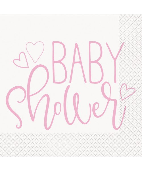 Servilleta grande rosa -Baby Shower- pack 16 uds.