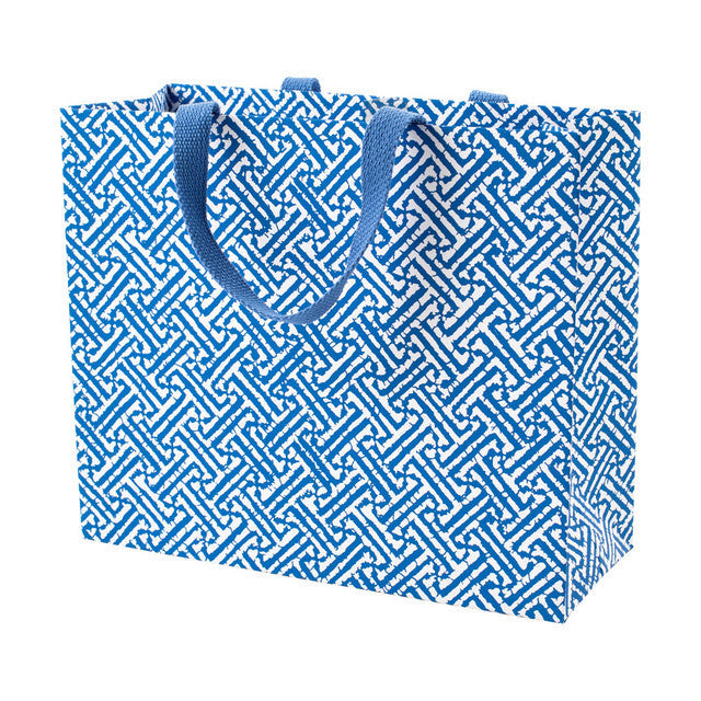 Bolsa de regalo estampado geometrico azul mediana