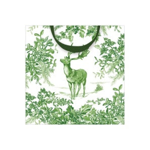 Bolsa de regalo pequeña Toile de Jouy verde