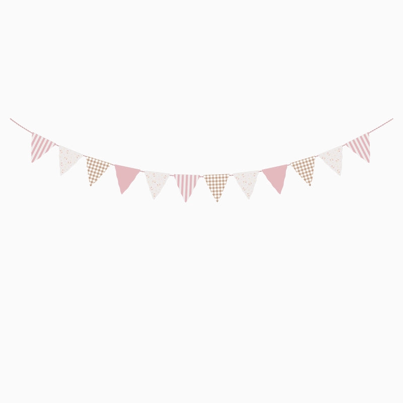 Guirnalda Banderines Vichy Baby Osito rosa