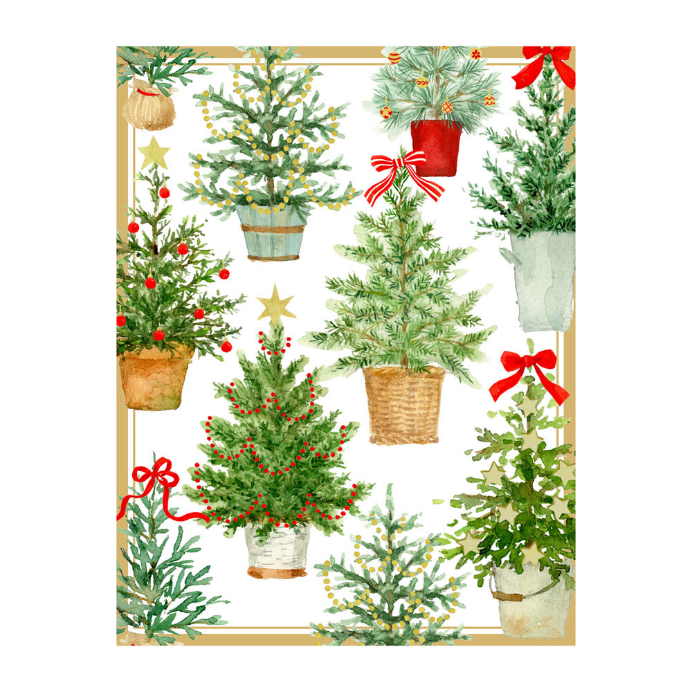 Tarjeta de felicitación Navidad abetos