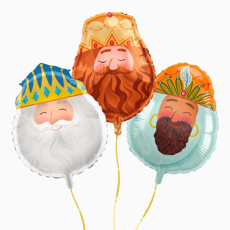 Globos cabezas Reyes Magos- pack 3 uds.