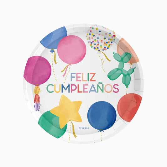 Plato Feliz Cumpleaños Globos- pack 6 uds.