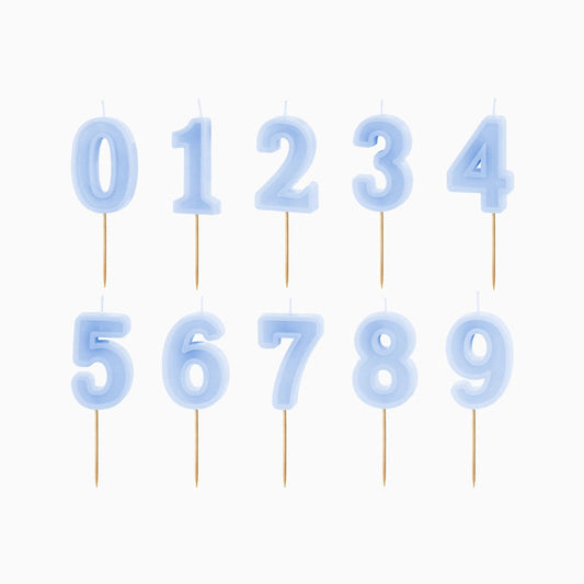 Vela de cumpleaños número azul pastel