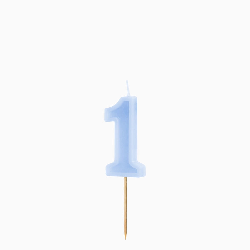 Vela de cumpleaños número azul pastel