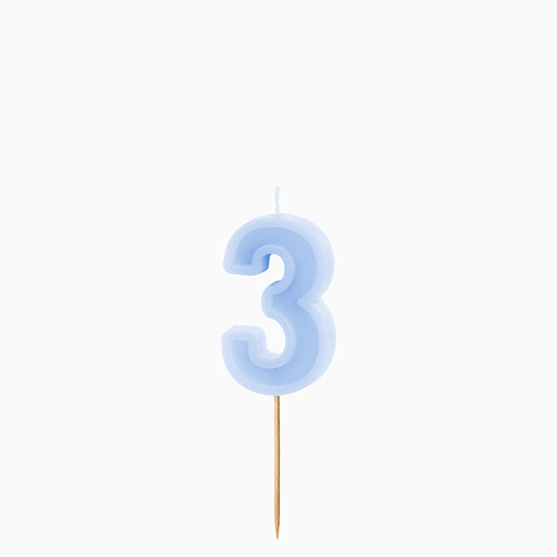 Vela de cumpleaños número azul pastel