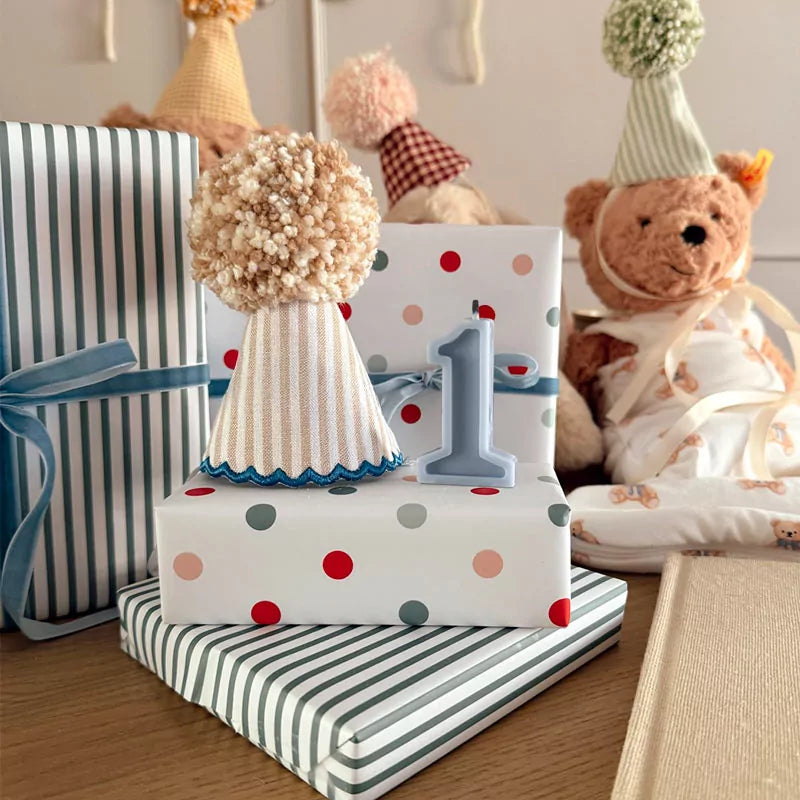 Vela de cumpleaños número azul pastel