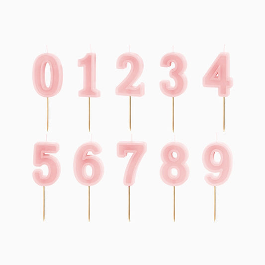 Vela de cumpleaños número rosa pastel
