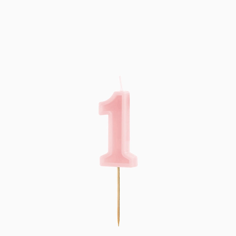 Vela de cumpleaños número rosa pastel