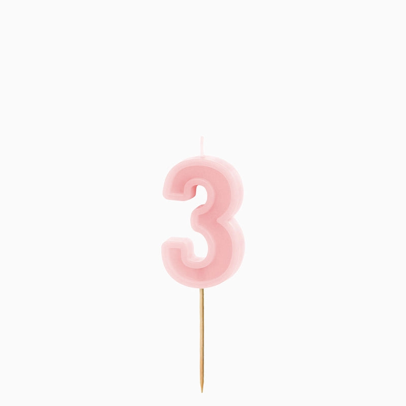 Vela de cumpleaños número rosa pastel