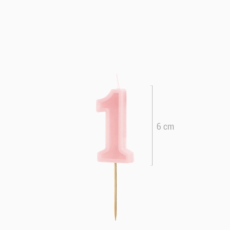 Vela de cumpleaños número rosa pastel