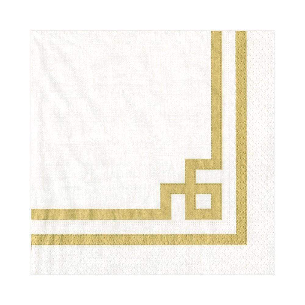 Servilletas grandes blancas con borde dorado- pack 20 uds.