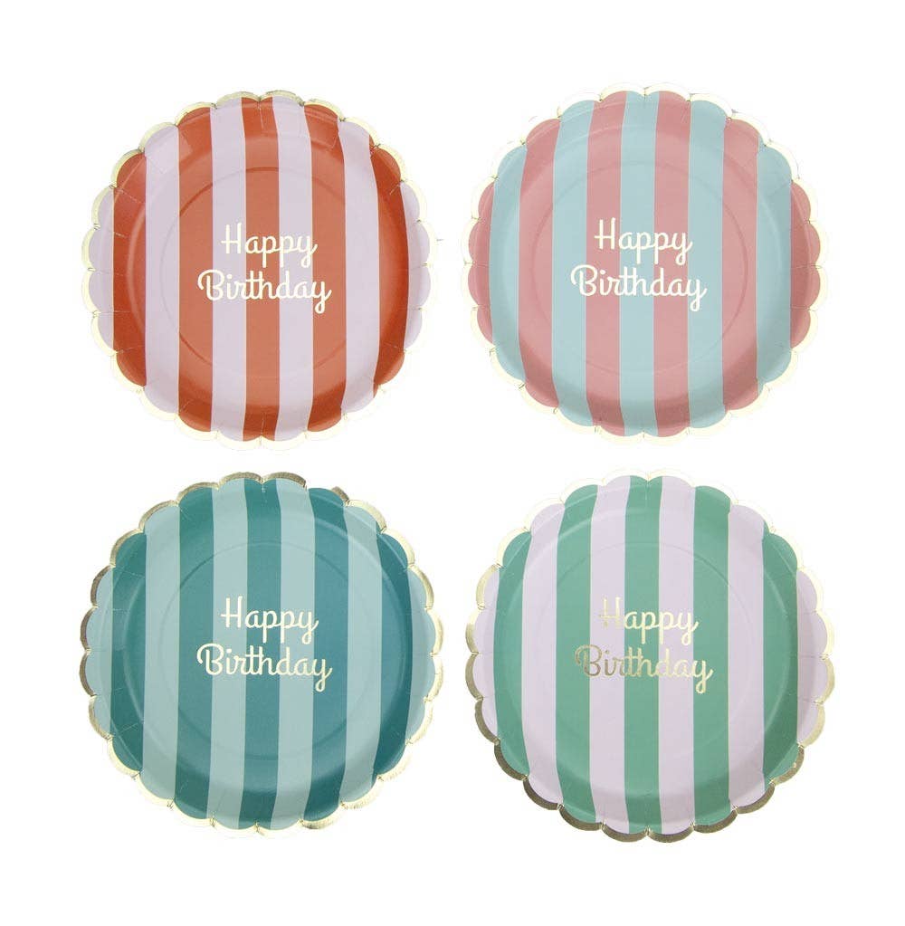 Platos con borde ondulado -Happy Birthday- pack 8 uds.