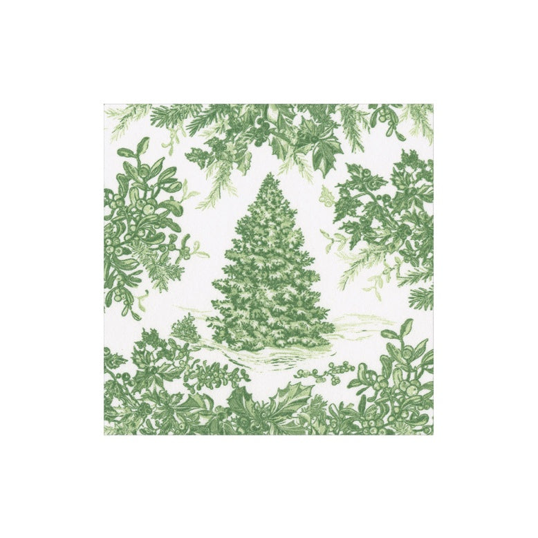 Servilleta pequeña Toile de Jouy verde-pack 20 uds.