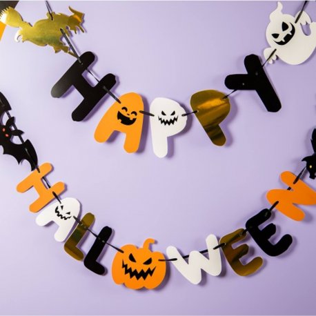 Guirnalda letras -Happy Halloween- con iconos