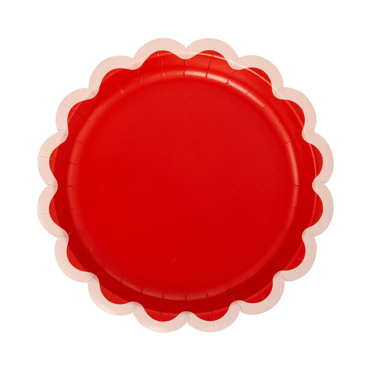 Plato pequeño verde y rojo festoneados-pack 8 uds.