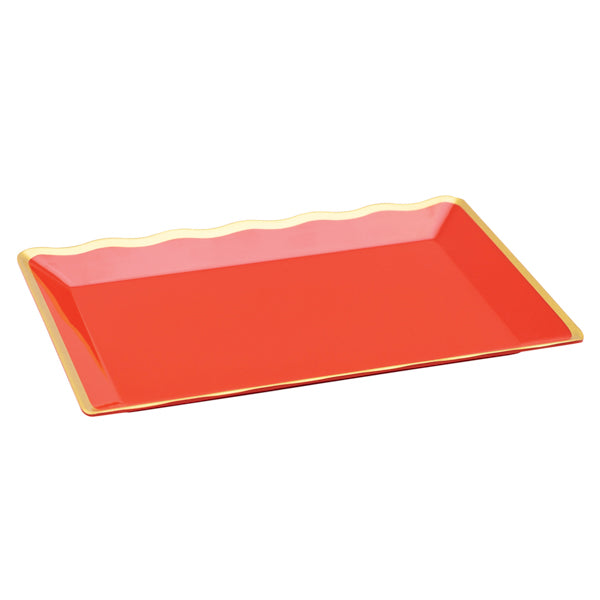 Bandeja Rectangular roja borde dorado Melamina
