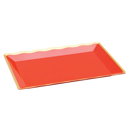 Bandeja Rectangular roja borde dorado Melamina