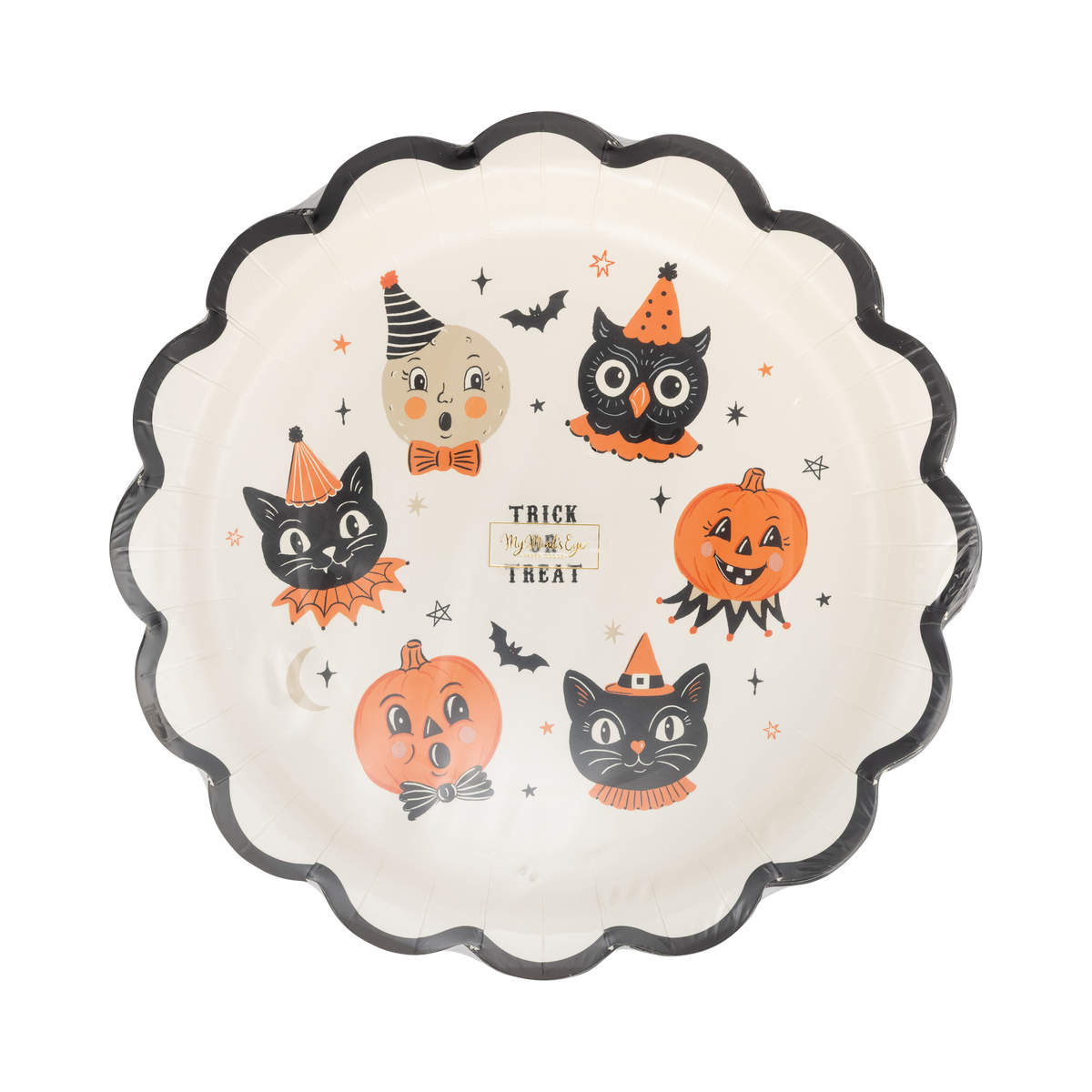 Plato con personajes de Halloween- pack 8 uds.