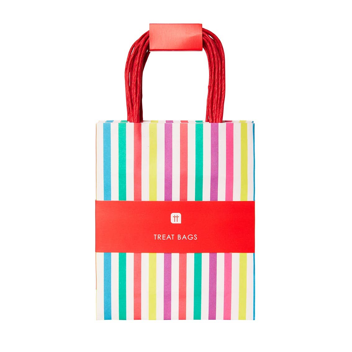 Bolsas de regalo con rayas de arcoíris para fiestas- pack 8 uds.