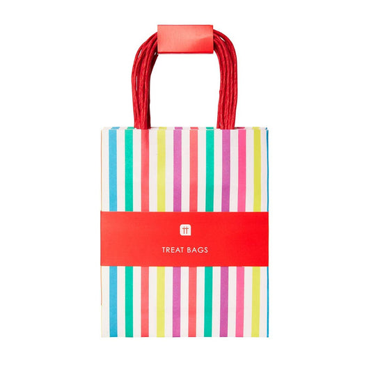Bolsas de regalo con rayas de arcoíris para fiestas- pack 8 uds.