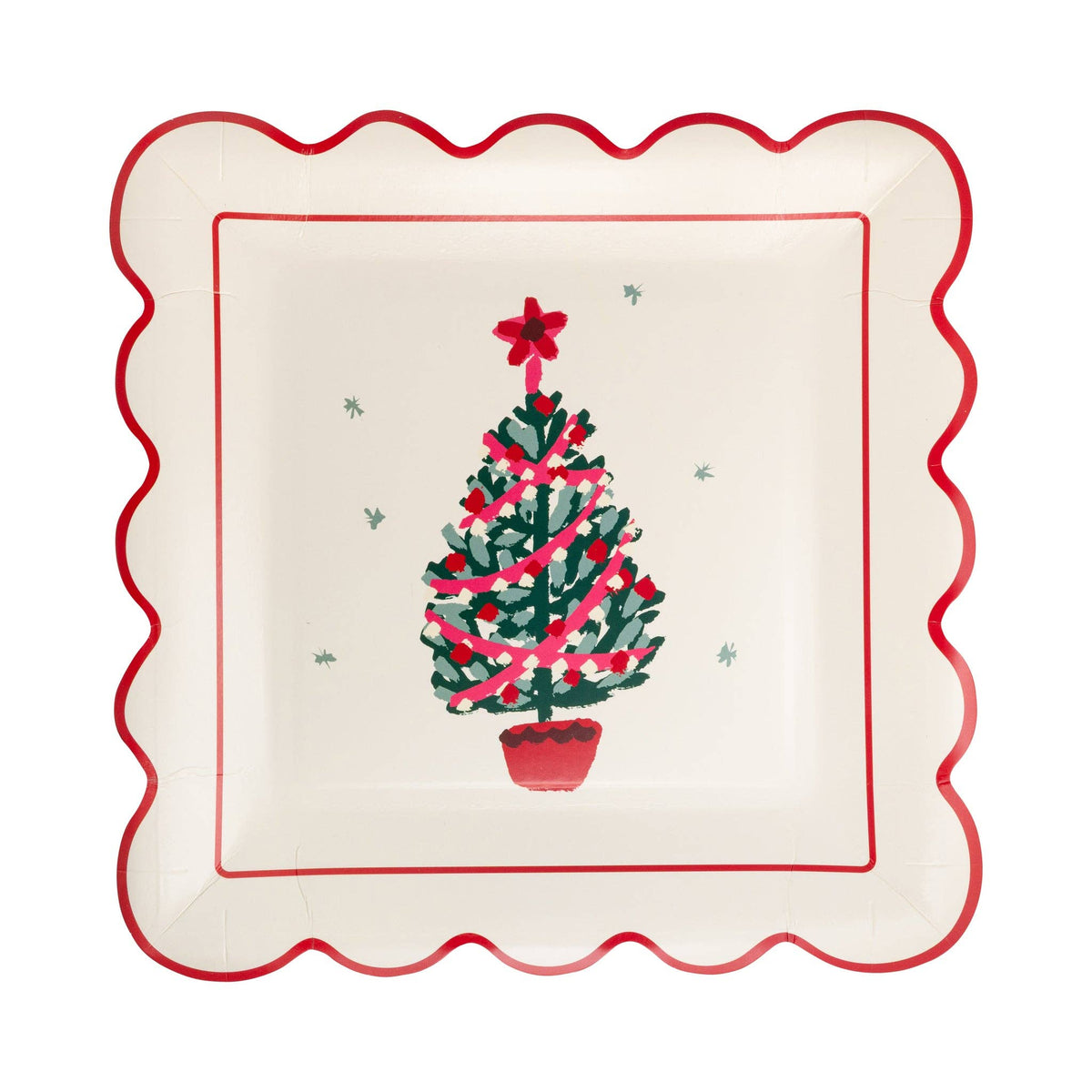 Plato cuadrado grande Árbol de Navidad- pacl 8 uds.