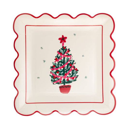 Plato cuadrado grande Árbol de Navidad- pacl 8 uds.