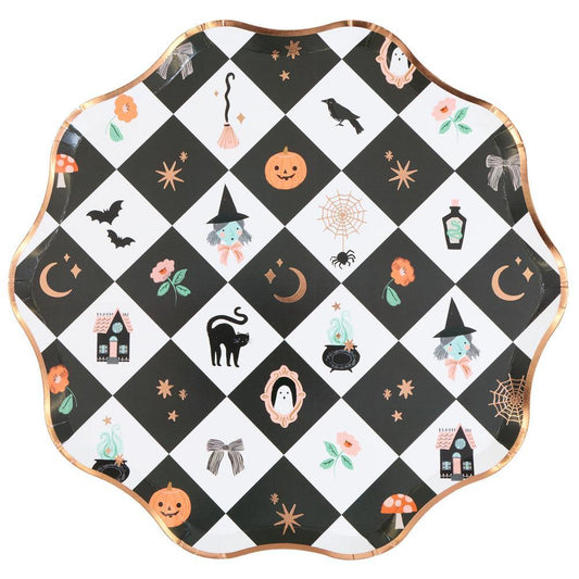 Platos iconos Halloween rombos grande - pack 16 uds.