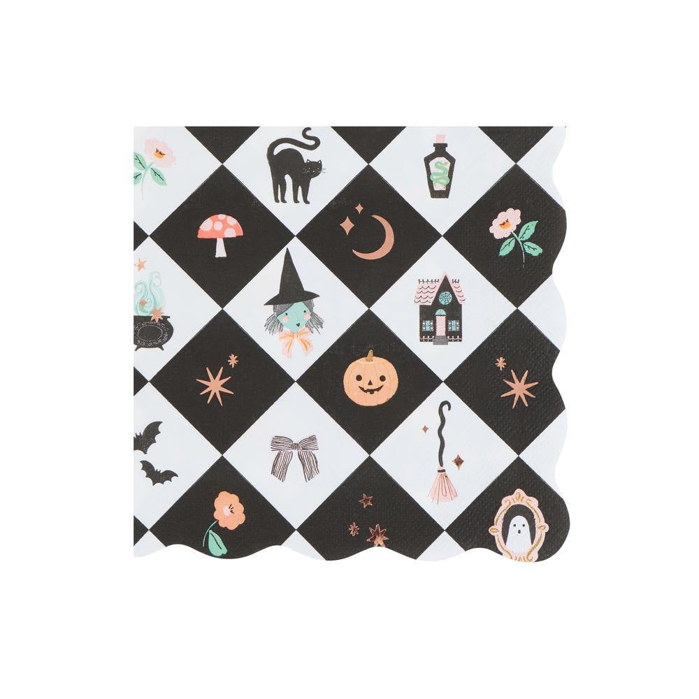 Servilleta iconos Halloween rombos grande - pack 16 uds,