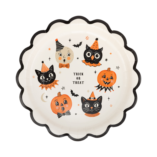 Plato con personajes de Halloween- pack 8 uds.